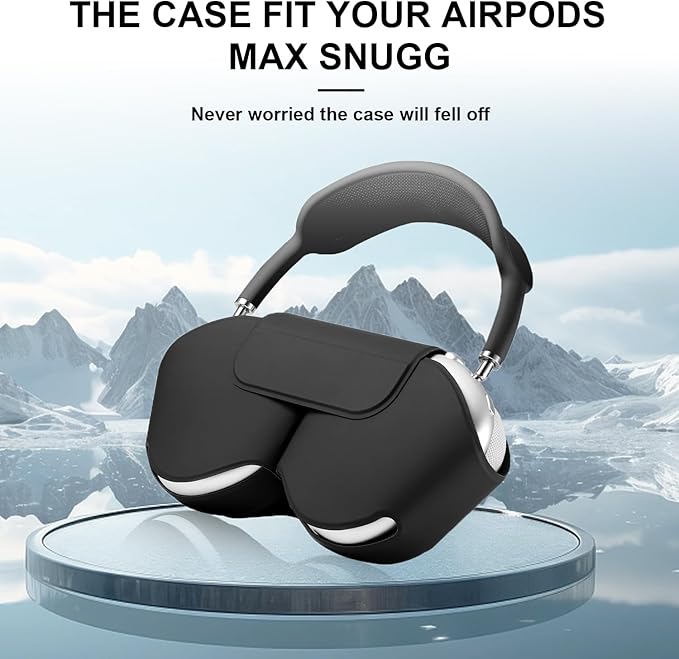 Maxjoy for Apple Airpods Max Smart Case Cover, Soft PU Leather Protective Cover Accessories for Airpod Max with Sleep Mode, Anti-Dust Travel Carrying Case for Airpods Pro Max Headphones, Black