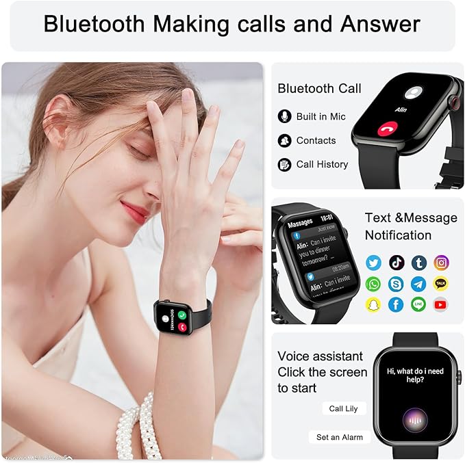 Smart Watch for Men Women Fitness: Waterproof Make/Answer Call Smart Watches for Men Digital Mens watches Running Step Tracker Smartwatch Android Phones iPhone Samsung Compatible Heart Rate Monitor