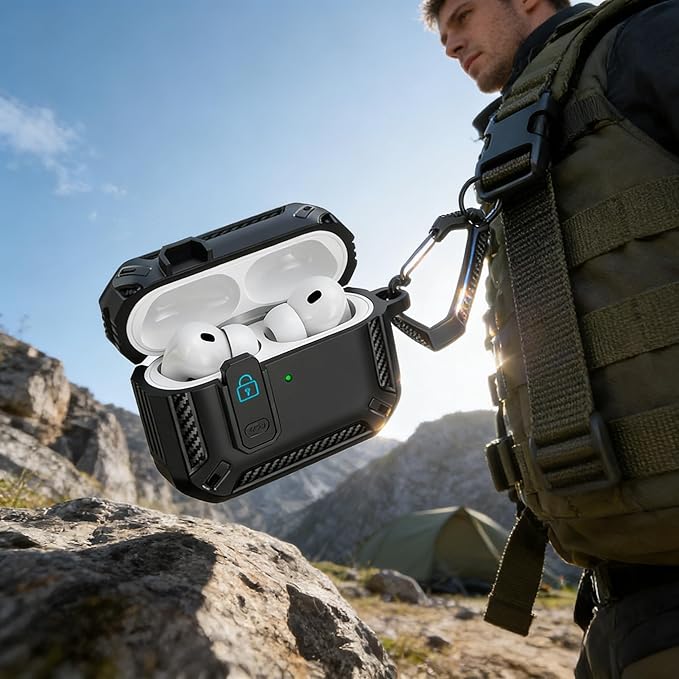 for AirPods Pro 2 Case for AirPods Pro2rd Gen | Full Drop Protection with Carabiner Keychain | Cute AirPods Pro 2st/1nd Generation Case for Men Women