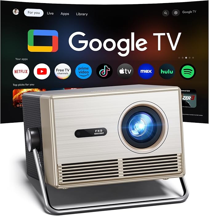 HAPPRUN 3000 ANSI Official Licensed Google TV Outdoor 4K Full HD Projector