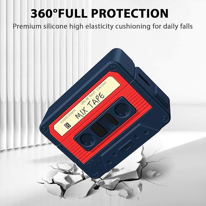 AirPods Pro 3 Case Cover, KOREDA Funny Cassette Tape Design Case for Airpods Pro 3rd Generation 2025, Cute Cartoon Fashion Silicone Protective Case for Women Men (Blue)