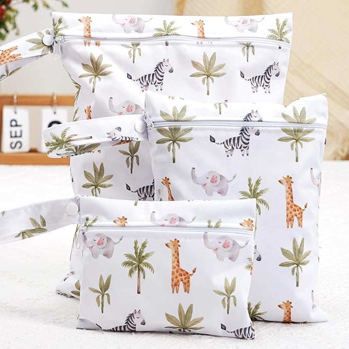 Happy Flute 3 Set Wet Bag Storage Bag Zipper Waterproof Washable Travel Bags, Beach, Pool, Gym Bag for Cloth Diaper, Swimsuits & Wet Clothes(EF643)