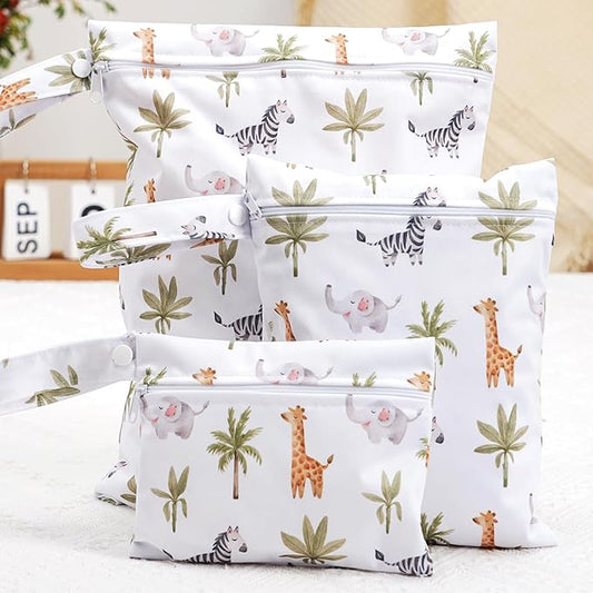 Happy Flute 3 Set Wet Bag Storage Bag Zipper Waterproof Washable Travel Bags, Beach, Pool, Gym Bag for Cloth Diaper, Swimsuits & Wet Clothes(EF643)