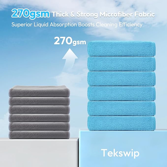 Microfiber Cleaning Cloths 12x12IN 12Pack Grey Lint Free Kitchen Cloths - Extra Thick, Streak-Free, Lint-Free, Fast Absorbent - Reusable Multi-Purpose Housekeeping Rags for Cars, Dishes, Floors, Tiles