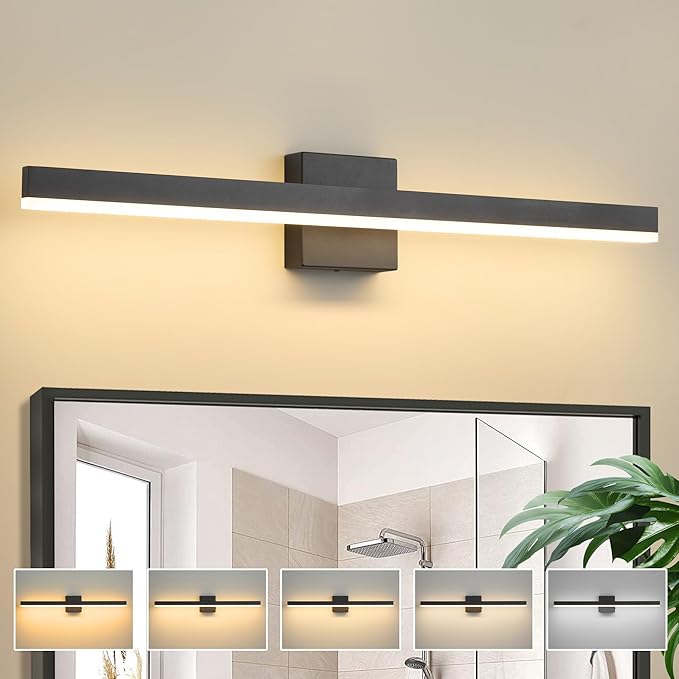 Black Bathroom Vanity Light 31.5 inch, 18W Dimmable 5CCT LED Modern Bathroom Light Fixture Over Mirror - ETL Certificated
