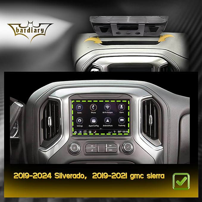 2024 Silverado 1500 Magnetic Phone Mount Compatible with 2019-2024 Chevy Silverado & 2019-2021 GMC Sierra Accessories Metal Cell Phone Holder Dash Platform Mount(No-Drill Installation)