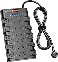 SUPERDANNY Power Strip Surge Protector, 22 AC 6 USB, 2100J, 6.5Ft,1875W/15A - Image 1