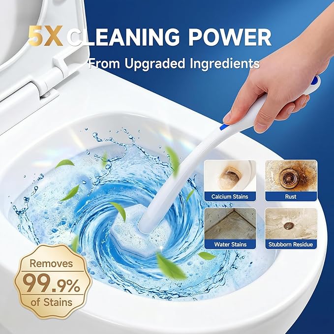 20 Count Toilet Wand Refills Compatible for Clorox, 5X Cleaning Power Toilet Bowl Cleaners & High-Density Disposable Toilet Brush Scrubber - No Falling Apart, Instant Foam Cleaning