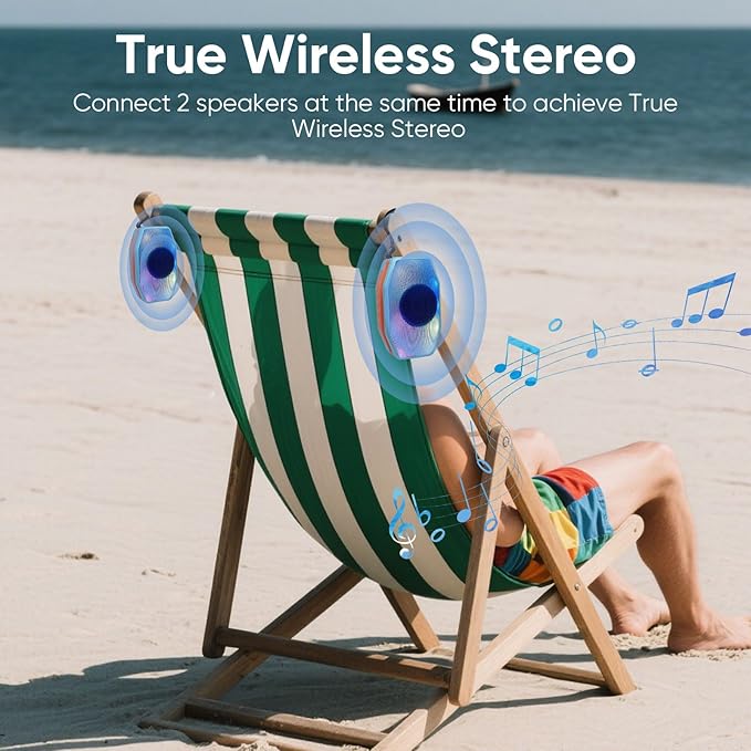 Bluetooth Speaker, Compact & Portable Speaker for Hiking, Support TF Card/USB, TWS Connection, HD Stereo Sound, Camping, and Beach (Blue)