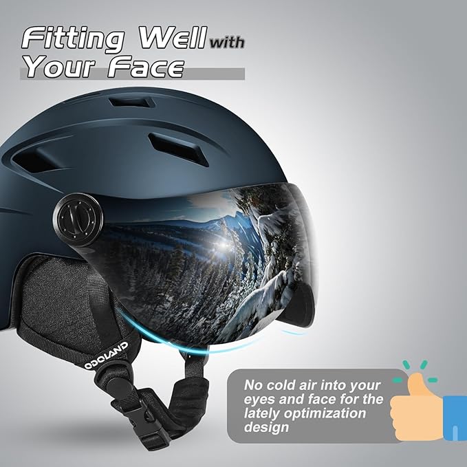 Odoland Ski Helmet with 2-in-1 Visor Goggles, Light Weight Snowboard Helmet for Men Women, Snow Sport Helmets for Skiing, Skating, Snowboarding