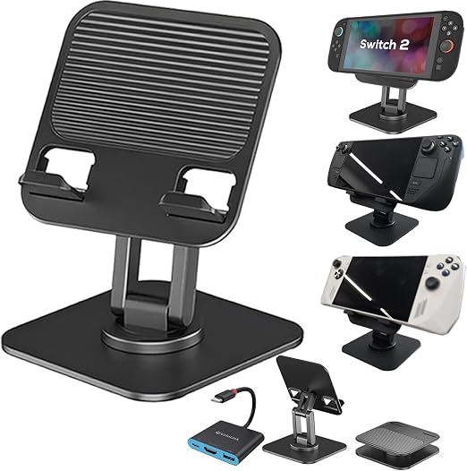 Foldable Stand+Dock with 4K HD2.1 HDMI to USB C Adapter