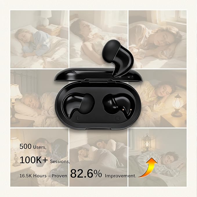Sleep Earbuds 53dB High-Frequency Noise Reduction 8-mic Array & Dual Hybrid Filtering Technology, 80H Playtime, Snore Blocking Comfortable Earbuds, Bluetooth 5.3 Earplugs for Side Sleeper, Airplane