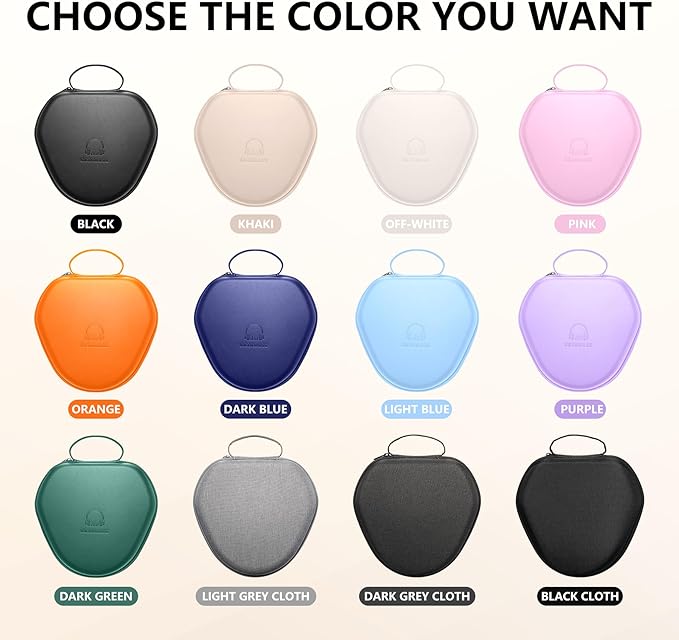 Maxjoy for AirPods Max Case [Shockproof & Dustproof] - Premium PU Leather & EVA Hybrid Hard Protective Cover, Travel Carrying Case with Storage for Apple AirPods Max Headphones (Khaki)