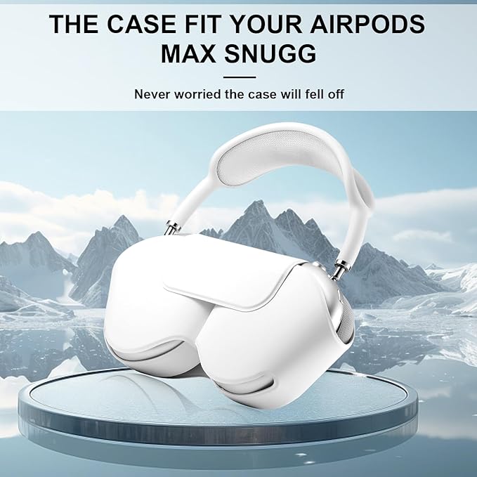 Maxjoy for Apple Airpods Max Smart Case Cover, Soft PU Leather Protective Cover Accessories for Airpod Max with Sleep Mode, Anti-Dust Travel Carrying Case for Airpods Pro Max Headphones, White