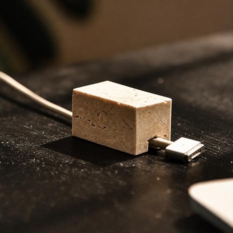 Travertine Cord Holder-Cable Organizer for Desktop, Nightstand