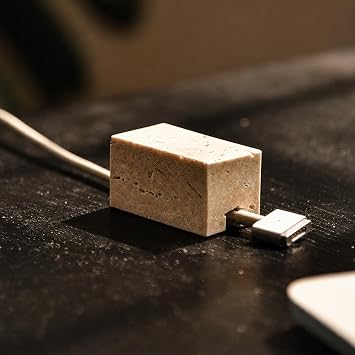 Travertine Cord Holder-Cable Organizer for Desktop, Nightstand
