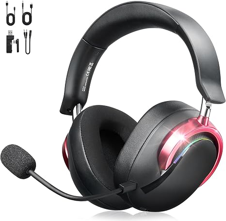 Wireless Gaming Headset with Mic Over Ear Headphones for PC,Xbox,PS5,Switch