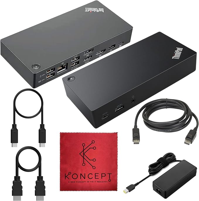 40AS0090US Lenovo Thinkpad Docking Station USB-C Gen 2-1 Year Warranty - Thinkpad Thunderbolt 3 Dock, HDMI, DisplayPort & USB C Cable - Universal Docking Station (Renewed)