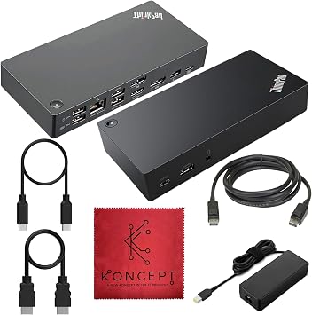 40AS0090US Lenovo Thinkpad Docking Station USB-C Gen 2-1 Year Warranty - Thinkpad Thunderbolt 3 Dock, HDMI, DisplayPort & USB C Cable - Universal Docking Station (Renewed)