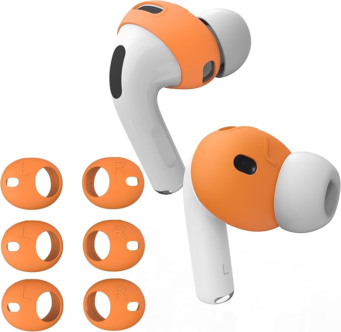 [Fit in Case] 3 Pairs Cover for AirPods Pro 3 DamonLight Anti Scratches Add Grip Sport Ear Tips [US Patent Registered] Compatible with AirPods Pro 3rd Generation 2025 (Orange)
