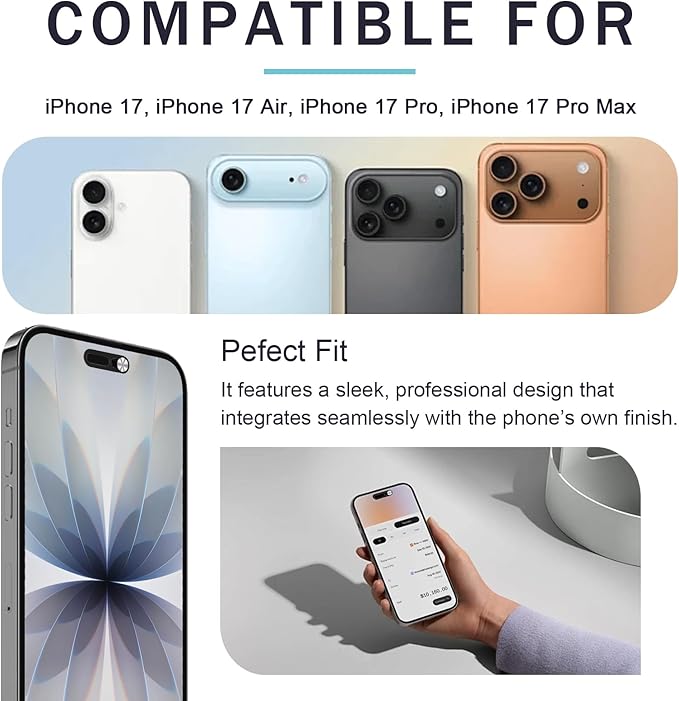 Front Camera Cover Compatible for Phone 17/17 Air/17 Pro/17 Pro Max - Easy Slide Security Cover, Privacy Slider Protects Your Phone Security-Silver
