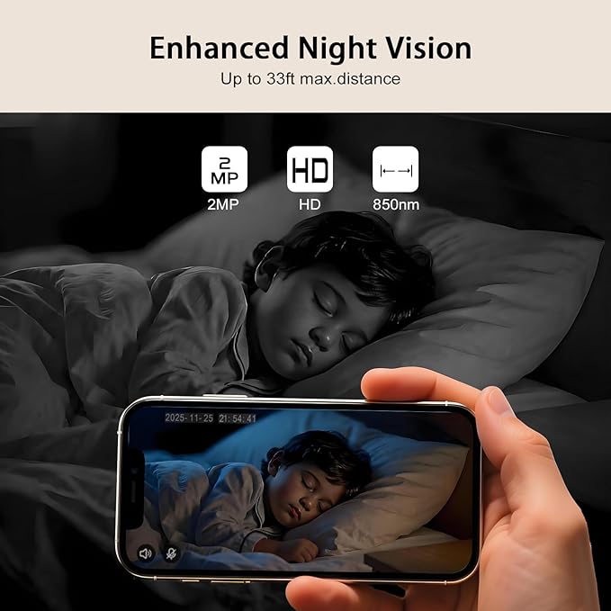 Indoor Camera 1080P Plug-in Wired, 24/7 Recording, 360°Pan-Tilt Human Auto Tracking, Human Detection, 2-Way Audio Siren, Night Vision, Pet/Dog/Baby Security Camera with Phone App
