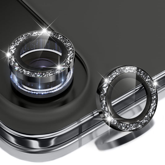 BERFY Camera Lens Protector for iPhone Air, Glitter Bling Aluminum Alloy Metal Ring, 9H Tempered Glass Camera Cover Screen Protector Accessories, Anti-Scratch, Case Friendly, Black