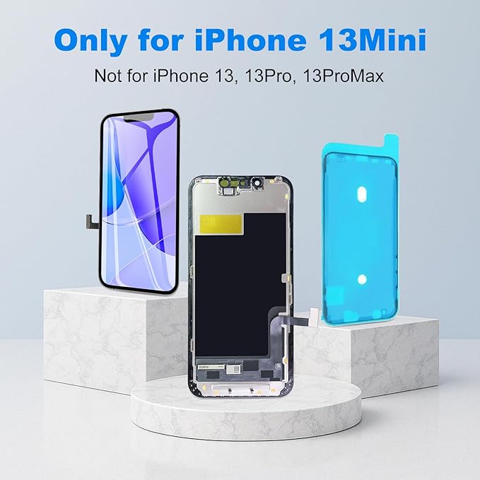 EFAITHFIX for iPhone 13 Mini Screen Replacement 5.4 Inch LCD 3D Touch Screen Display Full HD Digitizer Frame Assembly Compatible with Model A2481,A2626,A2628,A2629,A2630 with Waterproof Tape, No Tools