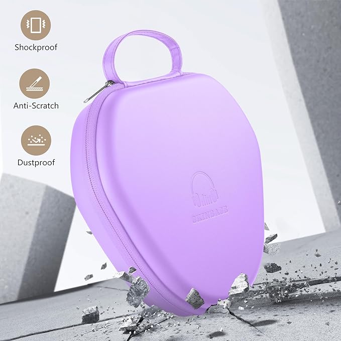 Maxjoy for AirPods Max Case [Shockproof & Dustproof] - Premium PU Leather & EVA Hybrid Hard Protective Cover, Travel Carrying Case with Storage for Apple AirPods Max Headphones (Light Purple)