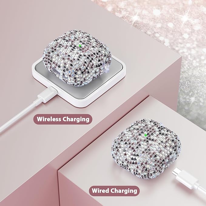 VISOOM Bling Jewelry Case for Airpods 4 Cases 2024 Cover Women, Sparkly Diamond Air Pods 4 Gen Case Glitter Rhinestone Airpod Cases 4th Generation iPods 4 Cas with Keychain for iPod Earbud Airpod 4th