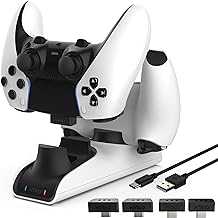 Nyko – Charge Base Edge – Store & Charge Station Compatible with PS5 DualSense & Edge Controllers – PS5 Slim Accessory Dual Port Recharging Dock - USB-C Dongles - LED Charge Indicators - Image 1