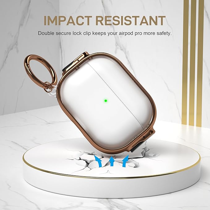 Maxjoy for AirPods Pro 2nd/1st Generation Case with Lock, Clear AirPods Pro 2 Case Lock Protective Hard AirPod Pro Cover for Women Men with Keychain for Airpod Pro (2023/2022/2019), Transparent