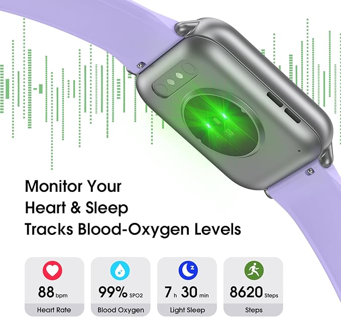 Smart Watch (Answer/Make Call) for Women Men, Fitness Tracker with Heart Rate, Blood Oxygen, Sleep Tracker, IP68 Waterproof Fitness Watch Step Calorie Counter Pedometer Compatible iPhone & Android