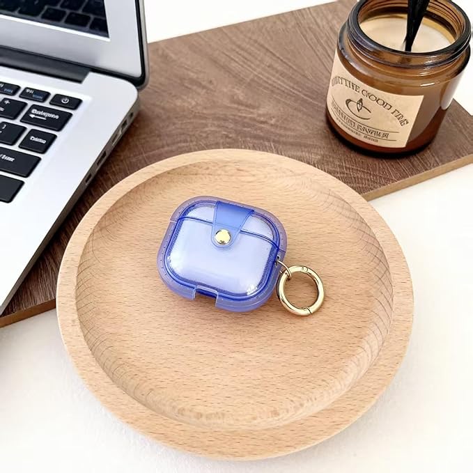 for AirPods Pro 3 Case 2025 with Lock Clear Cases,Soft TPU Cover for Airpods Pro 3rd Case for Air pod Pro 3 Cover with Keychain for Airpods Pro 3 Gen for Women Girls (Blue)