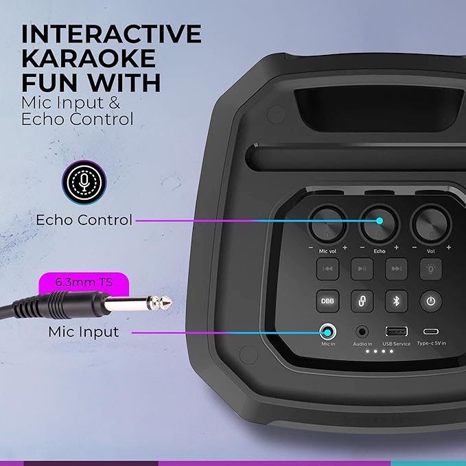 Philips Bluetooth Party Speaker, Dynamic Bass Boost, Bluetooth and Aux-in, Microphone Input, Wireless Pairing for Stereo Sound, Up to 7 Hours Battery, Built-in Carry Handle (Party Speaker 2208-4)