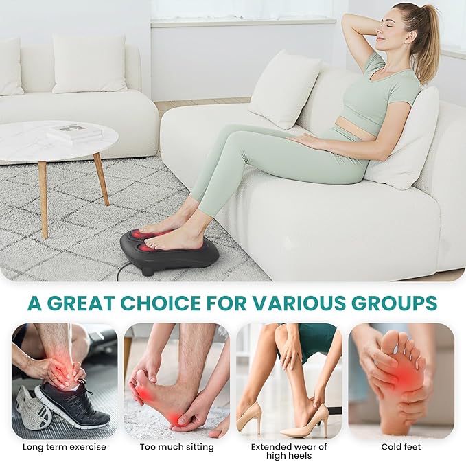 Nekteck Foot Massager with Heat, Shiatsu Heated Electric Kneading Foot Massager Machine for Neuropathy, Plantar Fasciitis, Feet Massage for Pain Relief, Circulation, Christmas Gifts for Man Woman Her