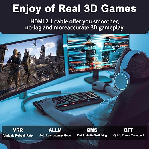 6FT HDMI 2.1 Cable 2 Pack 8K60Hz 4K120Hz, 48Gbps Ultra High Speed HDMI Cable with Gold Plated Connectors, Red Aluminum Housing, for PS5, Xbox Series X, 4K TV, Gaming Monitor, Soundbar, Wall Mount TV.
