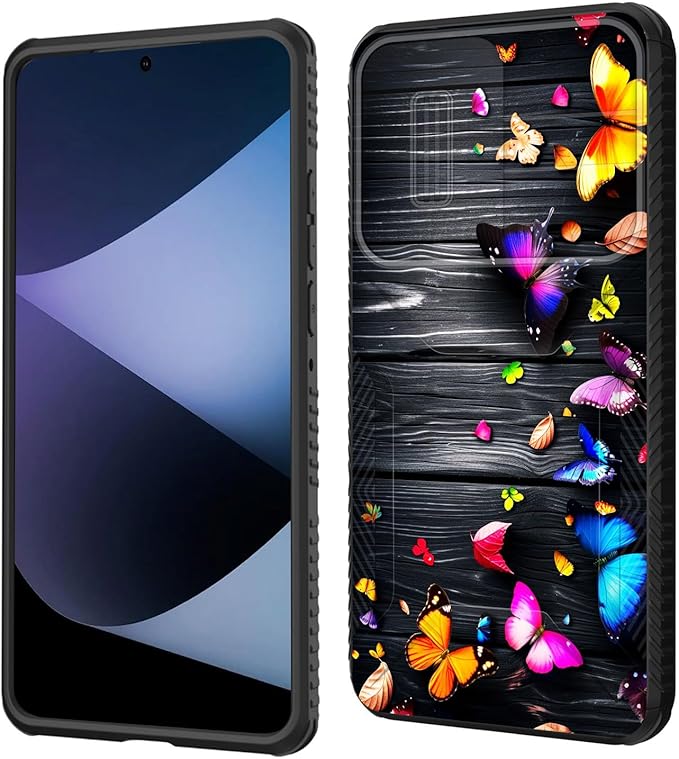 for Galaxy A36 5G/A56 5G Case Built in Slide Camera Lens Cover,Heavy Duty Shockproof Protection Dual Layer Case for Samsung Galaxy A36 5G/A56 5G 6.7" 2025,Colorful Butterflies on Wooden