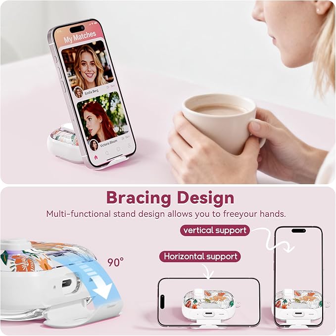 with Safety Lock for AirPods Pro 3 Case 2025,Clear Floral Cute Airpods Pro 3rd Generation Case with Phone Stand & Cleaner Kit for Apple AirPods Pro 3 for Women Girly-Orange Flower