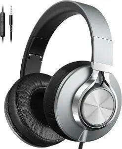 AILIHEN C90 Wired Headphones with Mic Volume Control Noise Isolating Grey