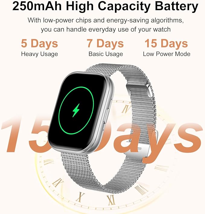 Smart Watches for Women, 1.75" HD Fitness Tracker (Answer/Make Calls), IP68 Waterproof Smartwatch with Heart Rate SpO2 Sleep Stress Monitor, 120+ Sports Modes Watch for Android & iPhone (Silver)