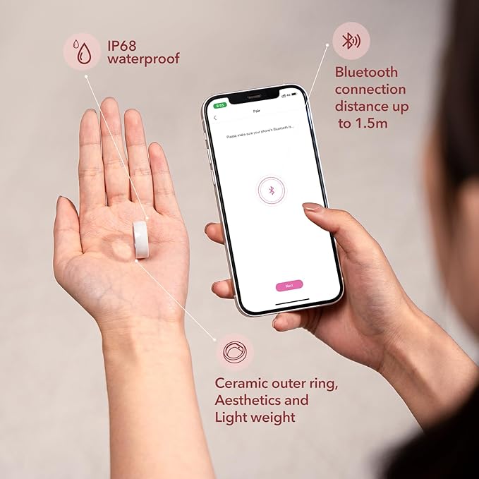 femometer Ring for Fertility and Ovulation Tracking - Size First Sizing Kit - App Auto-Sync - Period & BBT Tracker - Sleep Analysis for Women - Rechargeable & Waterproof Size7