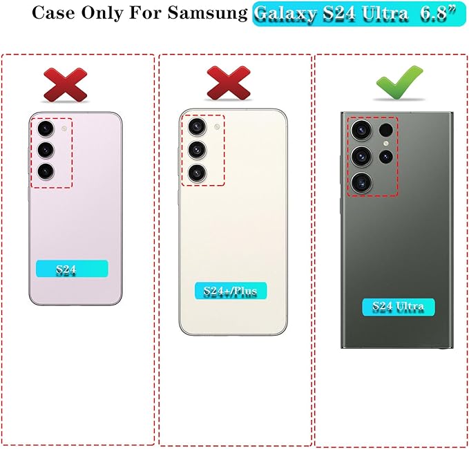 ONOLA Compatible with Samsung Galaxy S24 Ultra Case with HD Screen Protector, Heavy Duty Shockproof & Dropproof 3-Layer Cover Phone Case,BlackGrey