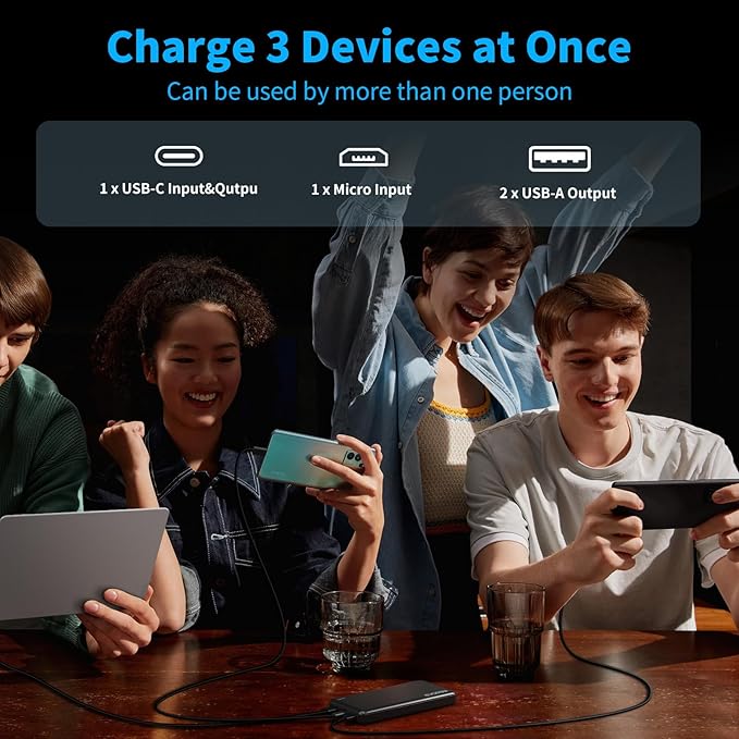 Portable Charger Power Bank 10000mAh, USB C in&Out Fast Charging Battery Pack Portable Phone Charger Quick Charge for iPhone 15/14/13/12, Galaxy S23/22, Pixel Heated Vest and etc (Black)