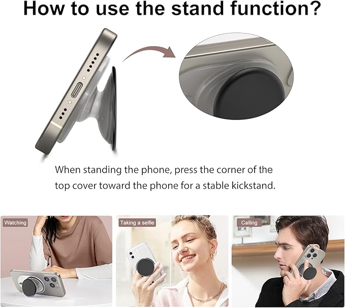 AUROX for MagSafe Phone Grip, Magnetic Phone Grips, Expandable Collapsible Mobile Phone Grip Stand Holder with Kickstand for Magsafe Stand Compatible with iPhone 17 16 15 14 13 12 Series, Pink