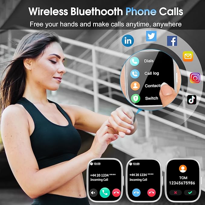aycy Smart Watch for Men Women Bluetooth Call, 1.85" HD Touch Screen Fitness Watch with Sleep Heart Rate Monitor, 112+ Sports Modes, IP68 Waterproof Activity Trackers for Android iOS, Gray