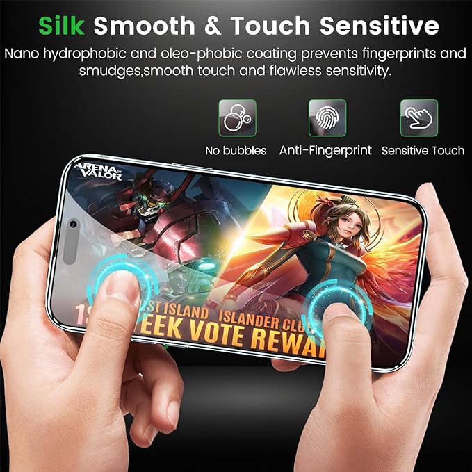 4 Pack Privacy Screen Protector for iPhone 15 Pro 6.1 Inch with 4 Pack Camera Lens Protector, Anti Spy Tempered Glass Film, Anti-Scratch, Touch Sensitive, Case Friendly