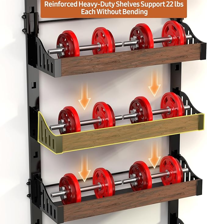 Over the Door Pantry Organizer: Storage and Pantry Organization with Hanging Basket - 8-Tier Metal Spice Rack Adjustable Shelves for Kitchen Laundry Room Bedroom & Bathroom Black