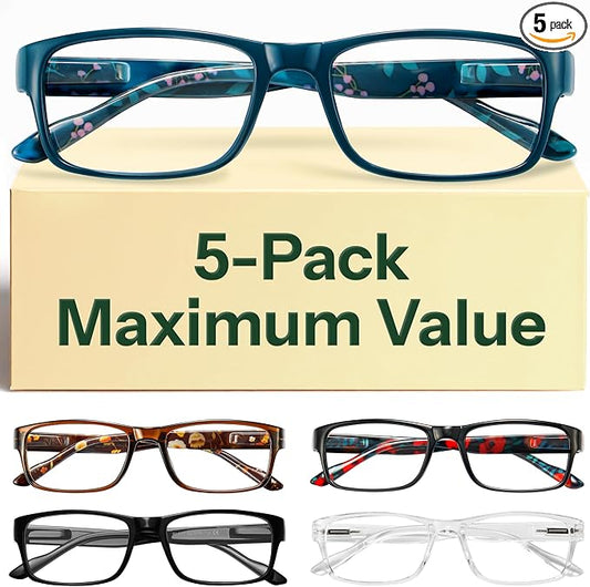 Gaoye 1.5 Professional Reading Glasses for All Day - Computer Readers with Blue Light Protection - Value Pack