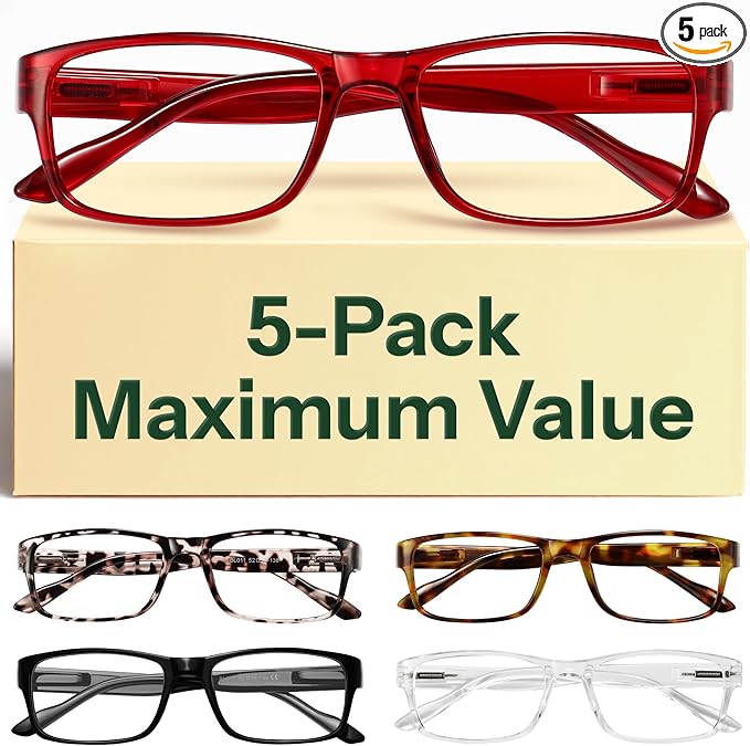 Gaoye 2.25 Professional Reading Glasses for All Day - Computer Readers with Blue Light Protection - Value Pack